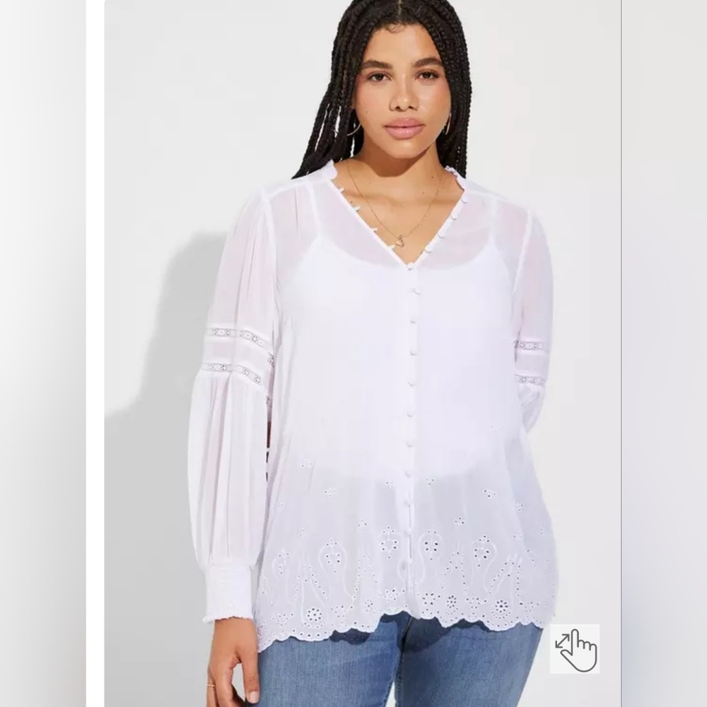 SIZE 3 Torrid chiffon eyelet long sleeve blouse